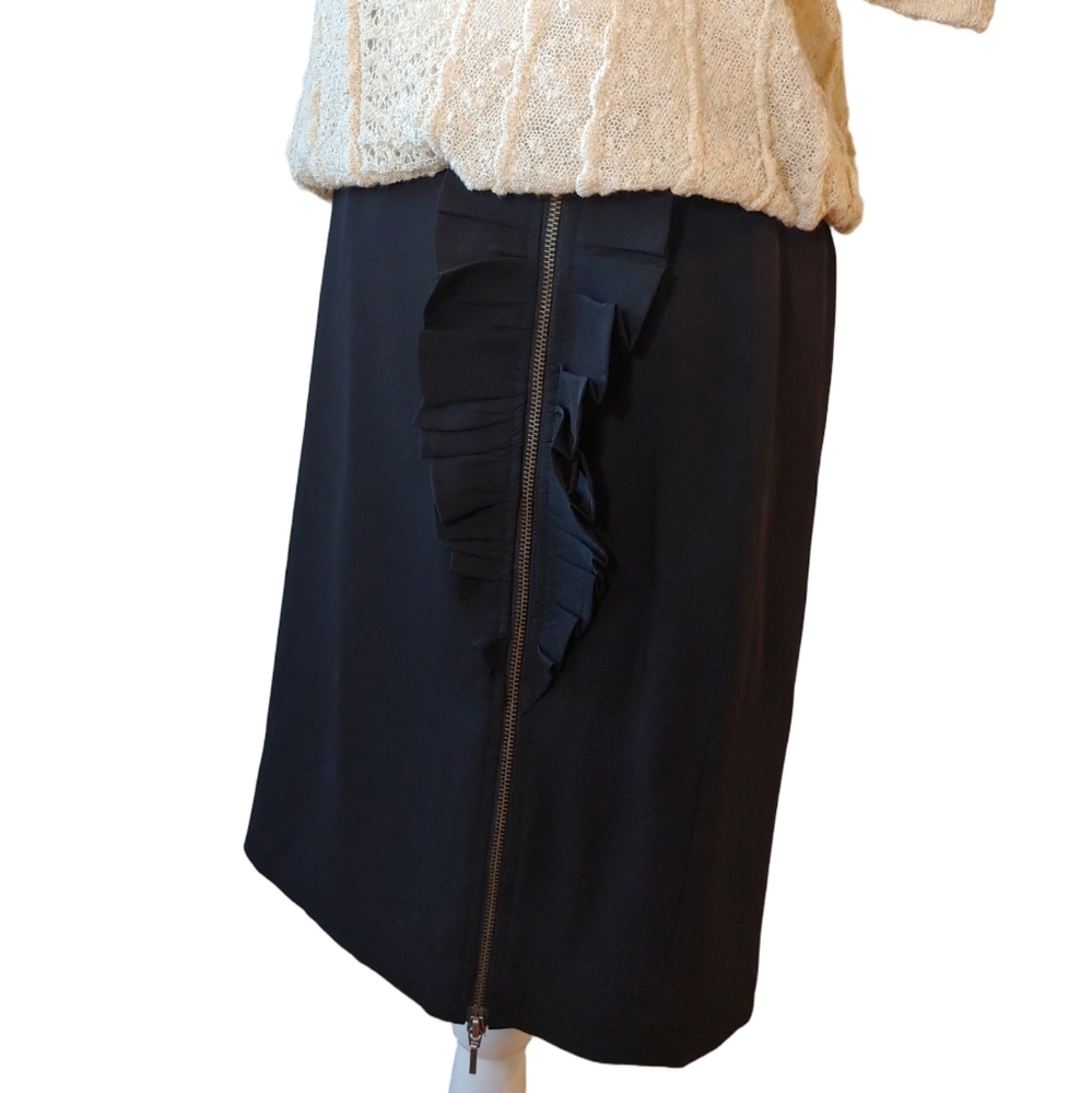 Banana Republic Women's Stretch Dress Black Pencil Skirt with Ruffle Size 4
